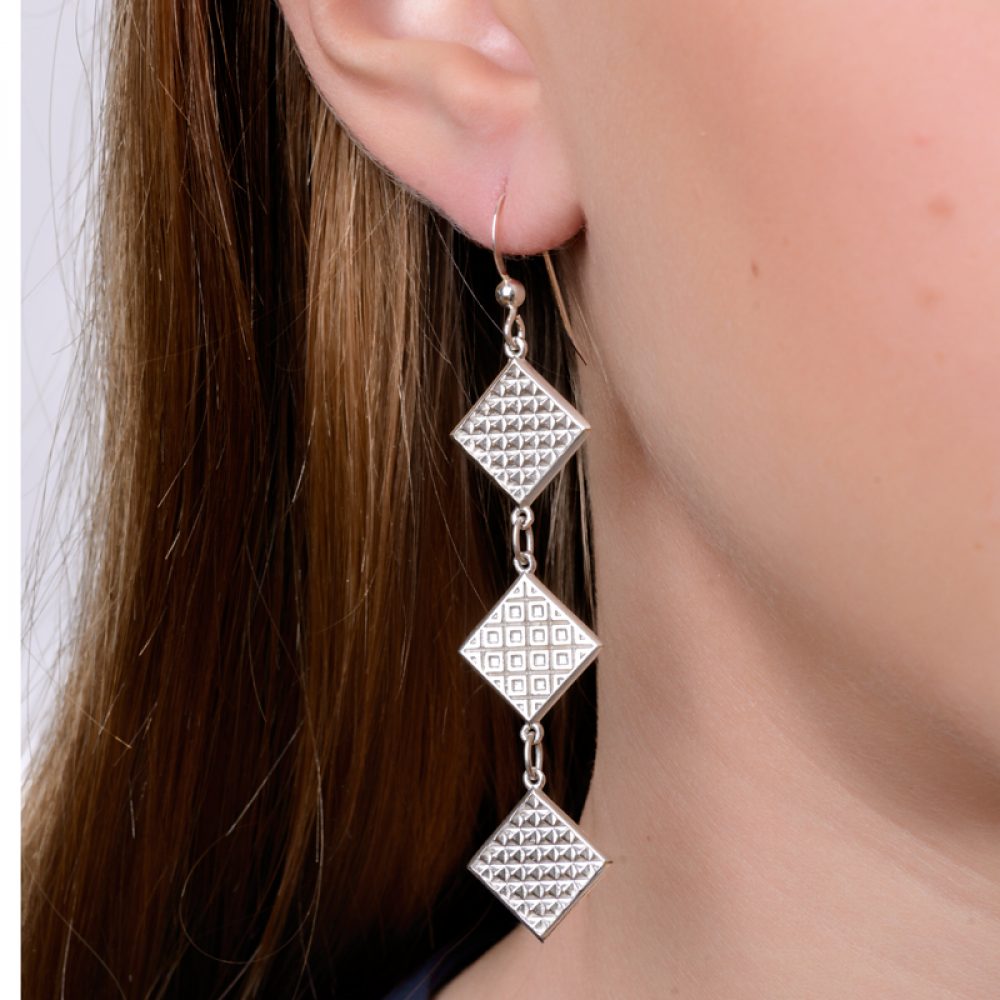 Triple square earrings